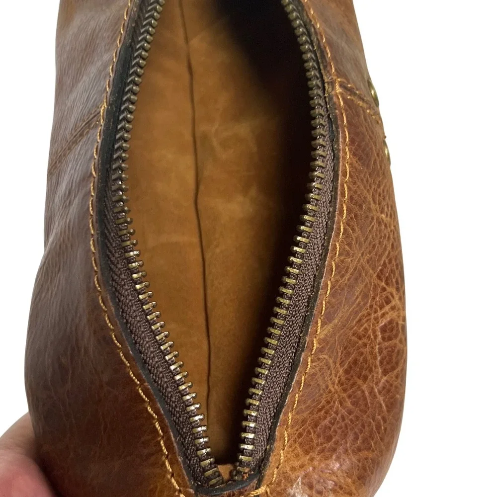 Patricia Nash Isla‎ Cosmetic Case Womens Cognac Distressed Vintage Leather Pouch